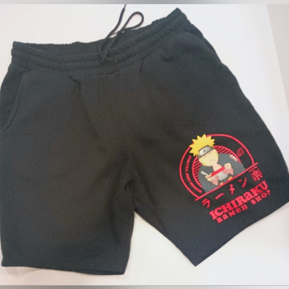 Ichiraku Ramen Shop Men Black Athletic Shorts